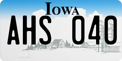 IA license plate AHS040