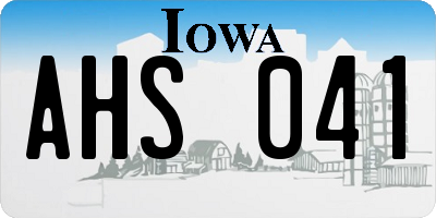 IA license plate AHS041