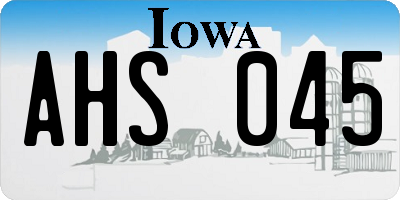 IA license plate AHS045
