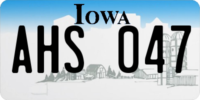 IA license plate AHS047