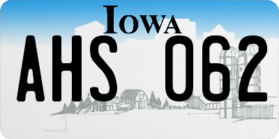 IA license plate AHS062