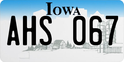 IA license plate AHS067