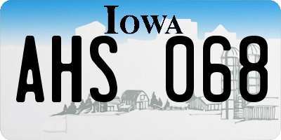 IA license plate AHS068
