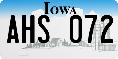 IA license plate AHS072