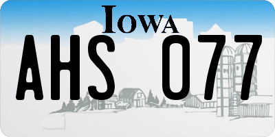 IA license plate AHS077