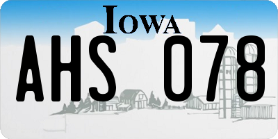 IA license plate AHS078