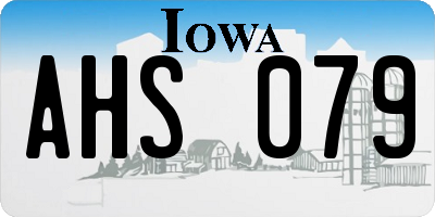 IA license plate AHS079