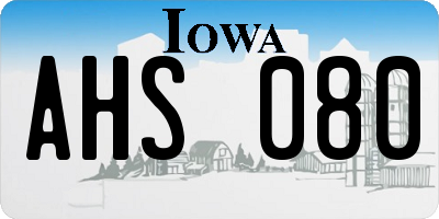 IA license plate AHS080