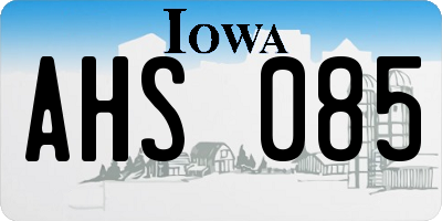 IA license plate AHS085