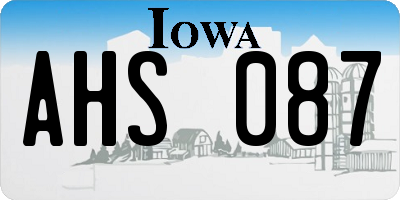 IA license plate AHS087