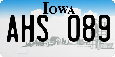 IA license plate AHS089
