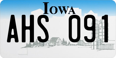 IA license plate AHS091