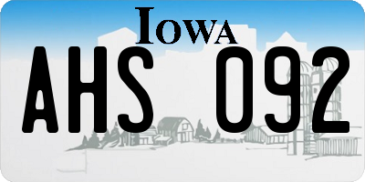 IA license plate AHS092