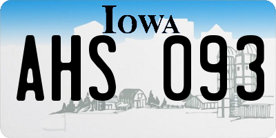 IA license plate AHS093