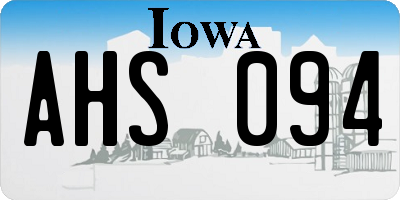 IA license plate AHS094