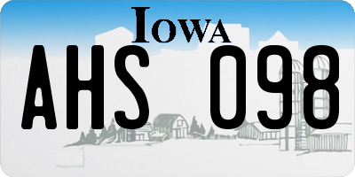 IA license plate AHS098