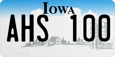 IA license plate AHS100