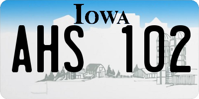 IA license plate AHS102