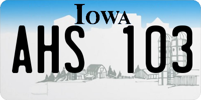 IA license plate AHS103