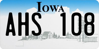 IA license plate AHS108