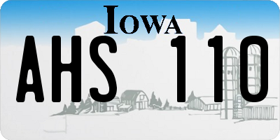 IA license plate AHS110