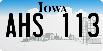 IA license plate AHS113