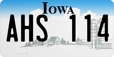 IA license plate AHS114