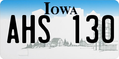 IA license plate AHS130