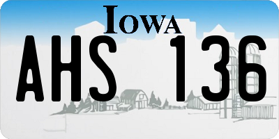 IA license plate AHS136