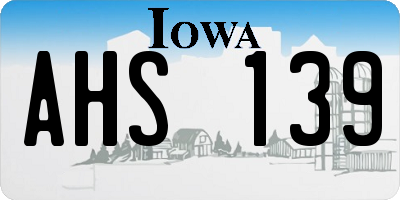 IA license plate AHS139