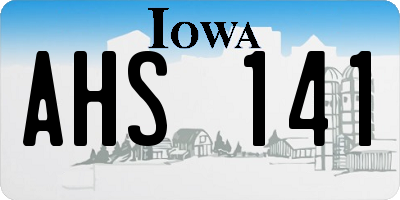 IA license plate AHS141