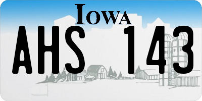 IA license plate AHS143