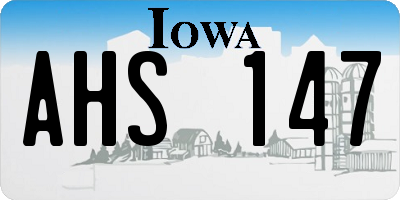 IA license plate AHS147