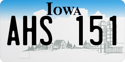 IA license plate AHS151