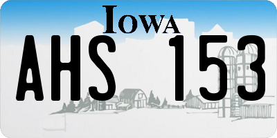 IA license plate AHS153