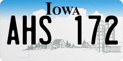 IA license plate AHS172