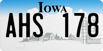 IA license plate AHS178