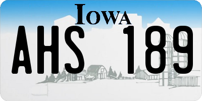 IA license plate AHS189