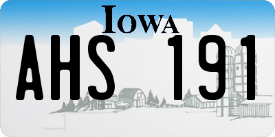 IA license plate AHS191