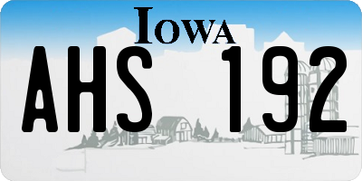 IA license plate AHS192