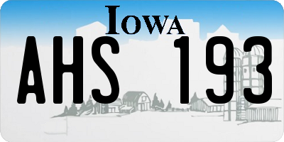 IA license plate AHS193