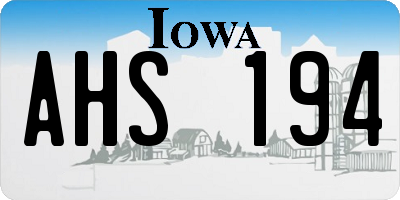 IA license plate AHS194