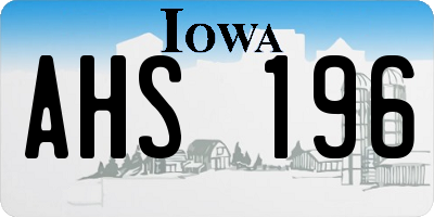 IA license plate AHS196