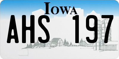IA license plate AHS197