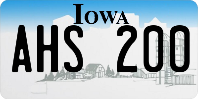 IA license plate AHS200