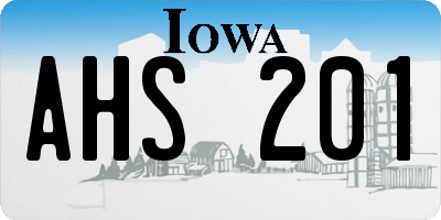 IA license plate AHS201