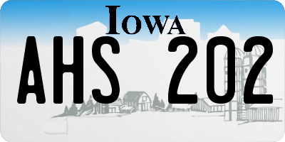 IA license plate AHS202