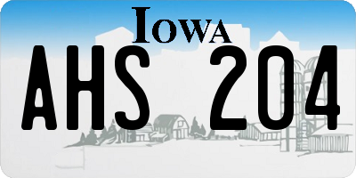 IA license plate AHS204