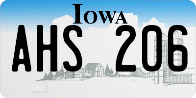 IA license plate AHS206