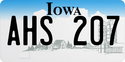 IA license plate AHS207